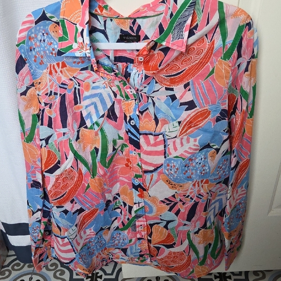 Talbots Pink and Blue Floral Shirt - Picture 3 of 4